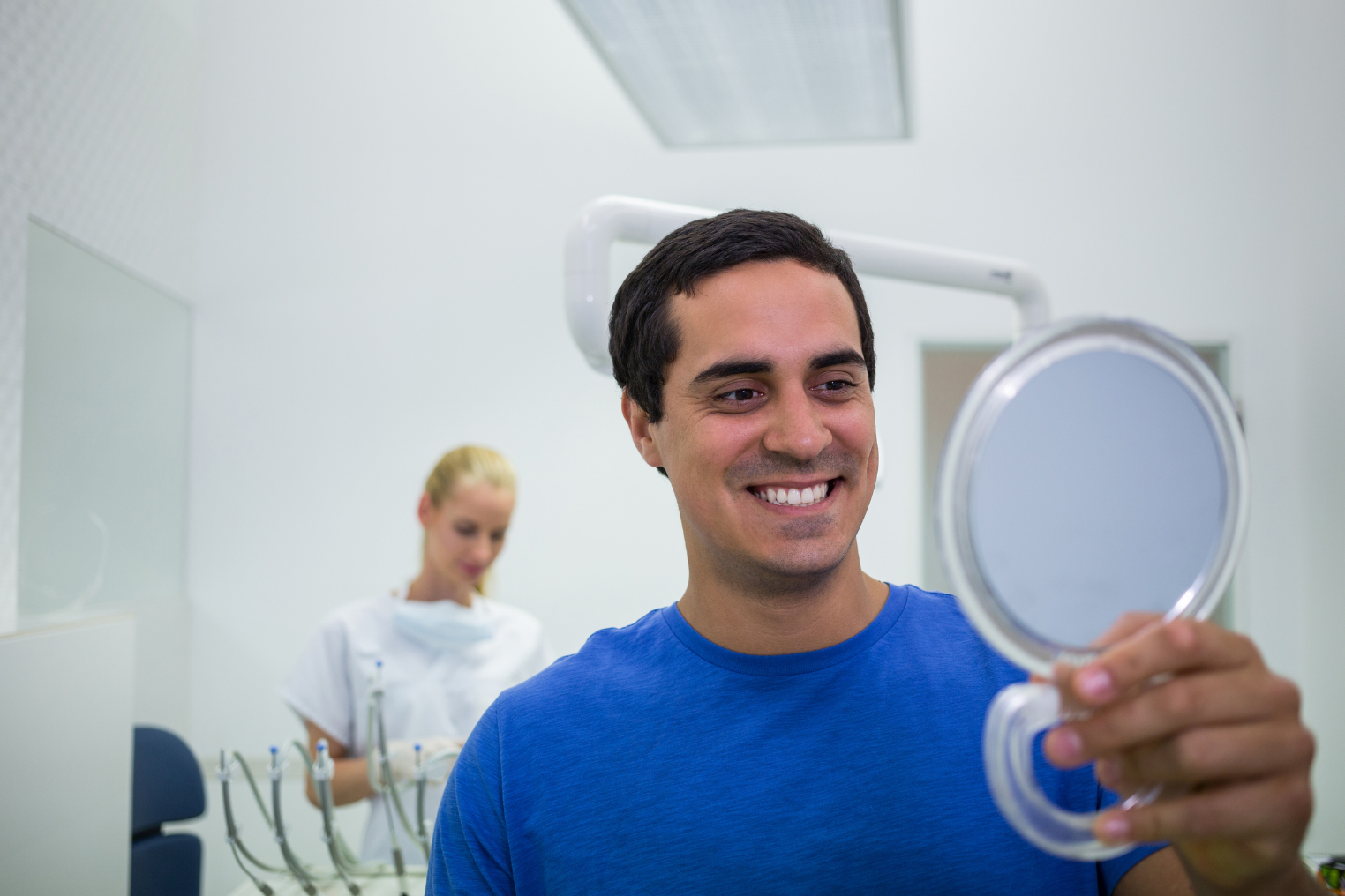 Patient smiling after receiving a same-day dental crown near Cleburne at Keene Family Dentistry