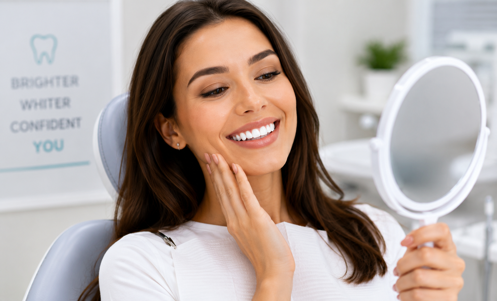 Patient with bright smile after professional teeth whitening near Burleson at Keene Family Dentistry